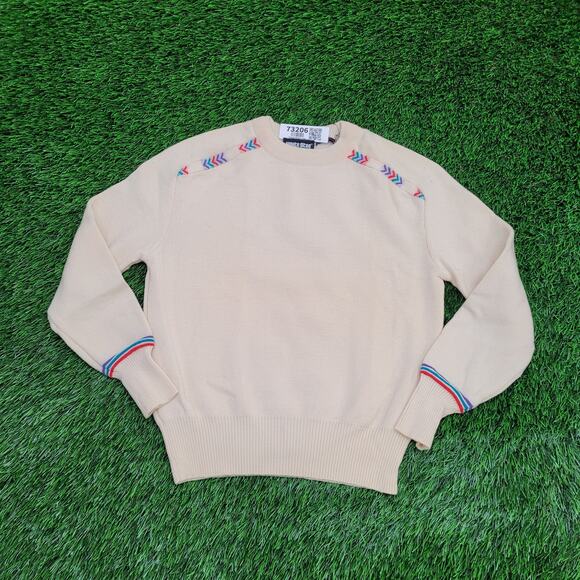 Vintage 80s MOD Sweatshirt Womens Small 17x20 Beige - Picture 1 of 12